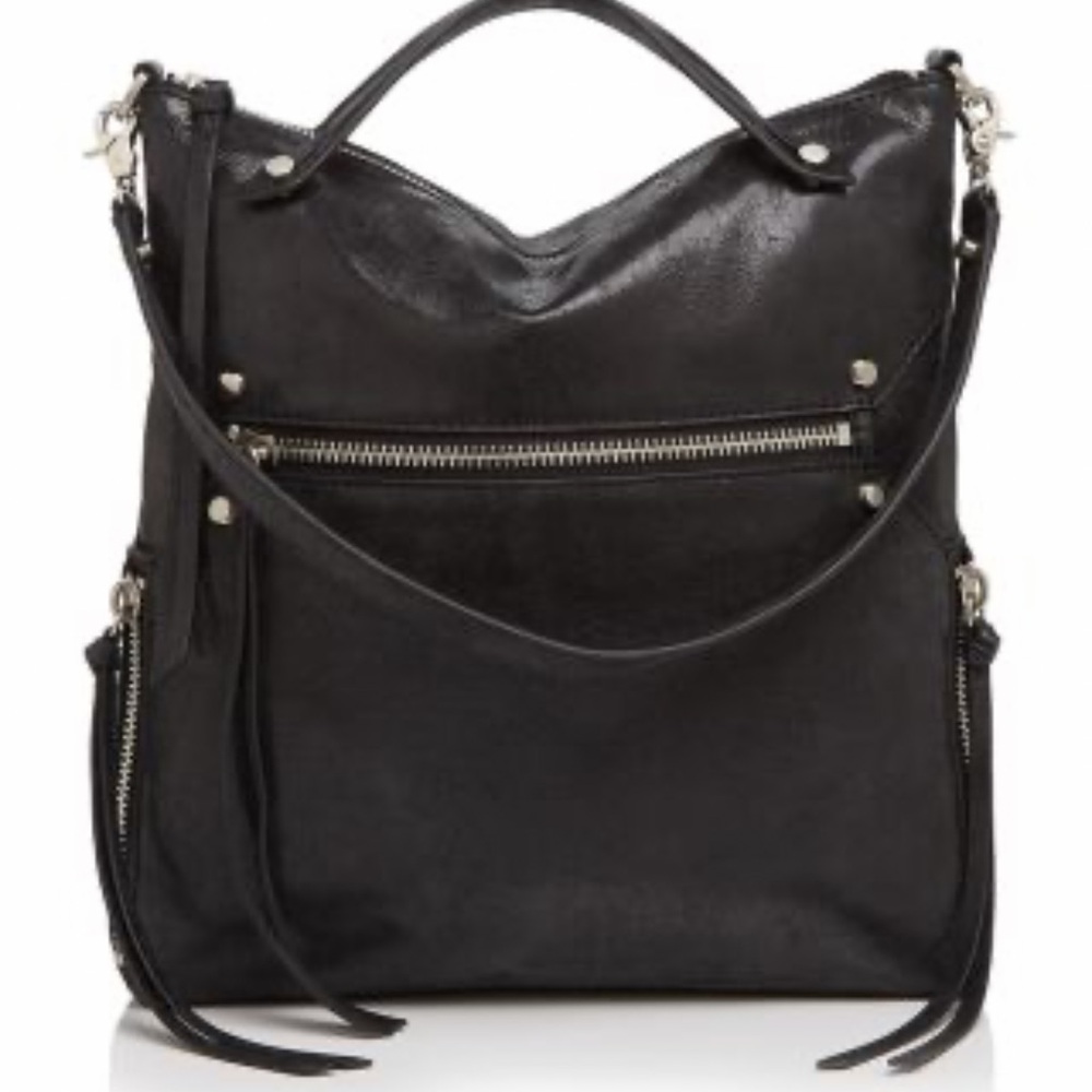 Botkier Purse Logan Leather Hobo Black Zip Top